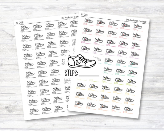 Steps Stickers, Steps with Shoe Icon Planner Stickers, Step Tracking Stickers (B003)