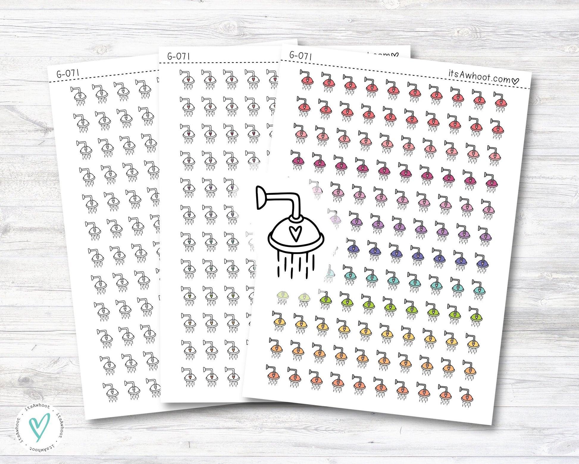 Shower Icon Stickers, Shower Doodle Planner Stickers (G071)