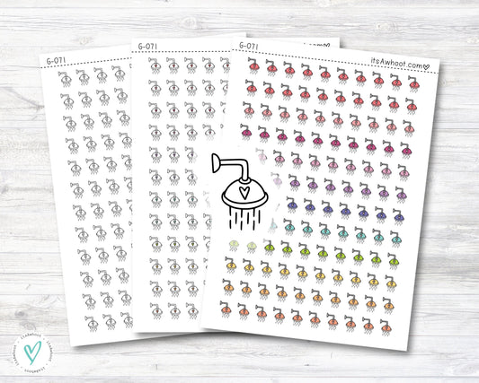 Shower Icon Stickers, Shower Doodle Planner Stickers (G071)