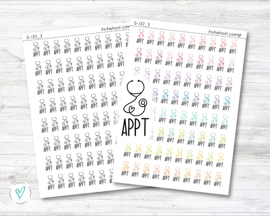 Doctor Appointment with Stethoscope Icon Sticker, Doctor Appointment with Stethoscope Doodle Planner Stickers (G132_3)